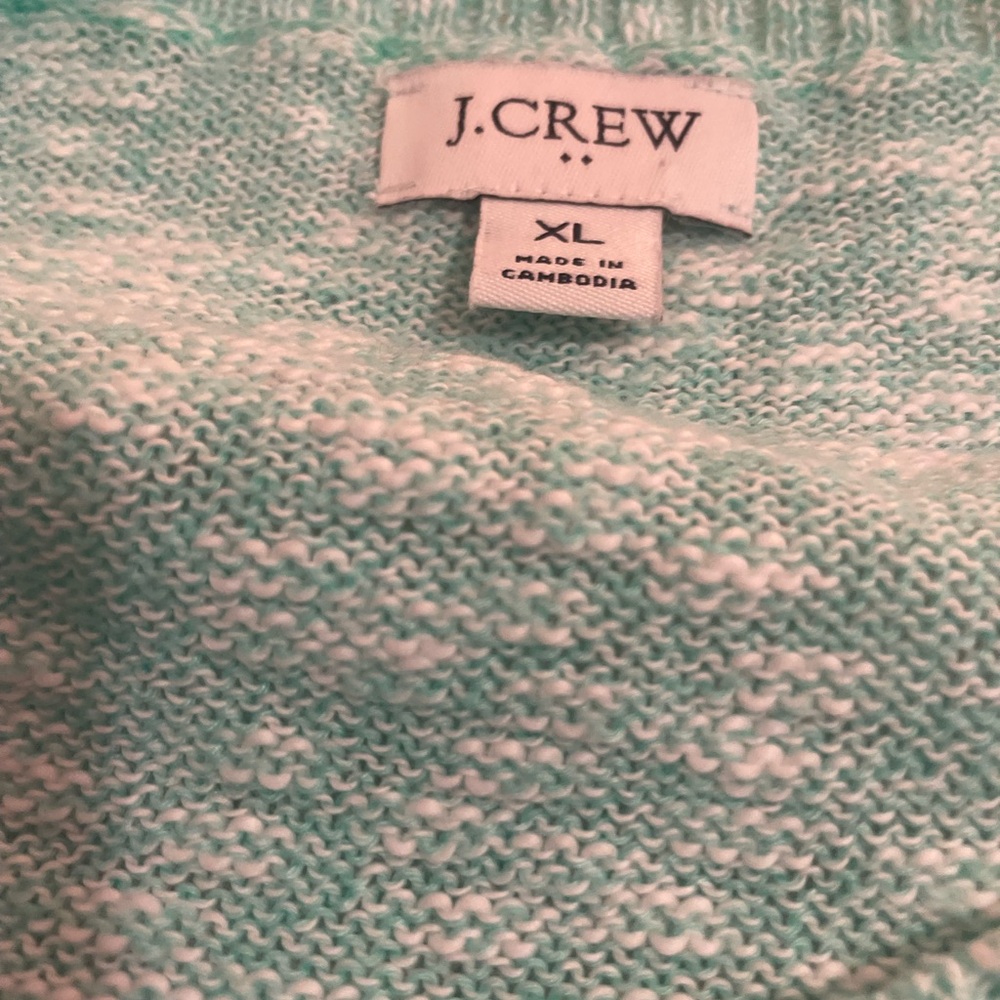 J. Crew Light Green and white  Crew Neck Sweater - Picture 2 of 5